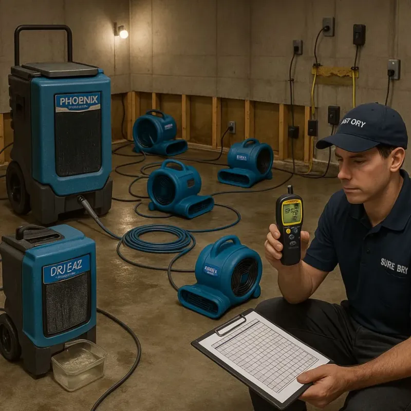 Structural Drying and Dehumidification process in Halstead, KS